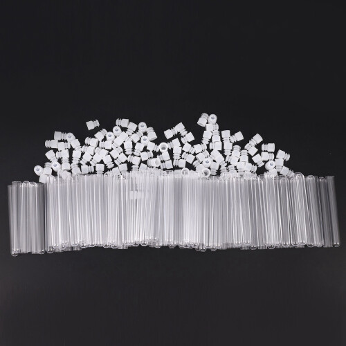Provetta da Laboratorio Nel Plastica Trasparente da 200 Pezzi con Tappo 12X100mm 2