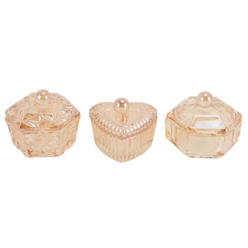 3er-Set Glas-Dappen-Schalen mit Deckel - Champagner 2