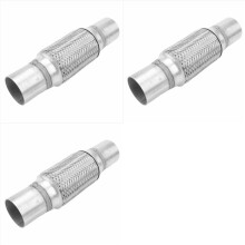 3X Auspuff-Flexrohr, Edelstahl, Doppelt Geflochten, 2 X 6 Zoll mit Enden, 10 Zoll Lang, Flexibles Verbindungsrohr für Autoauspuff