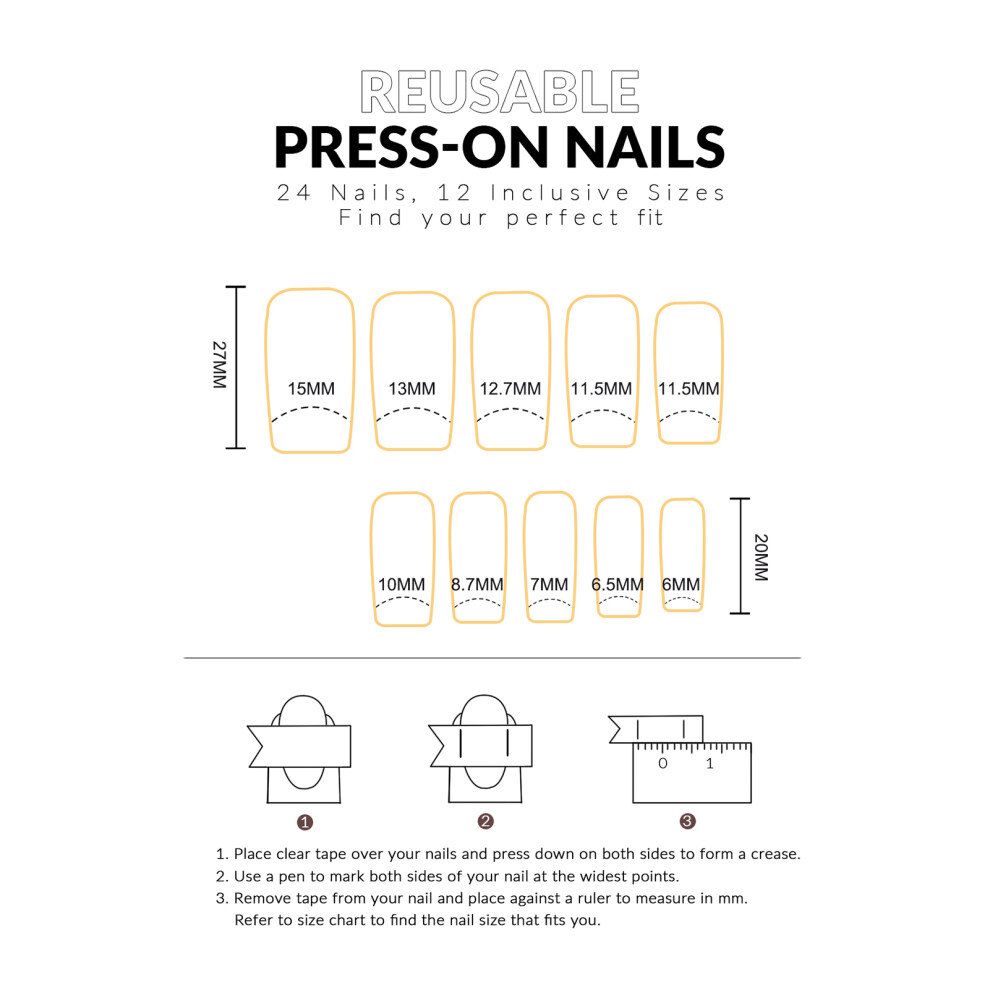 Reach-Tools 24Pcs Skull Star Press-On Nails For Party & Wedding