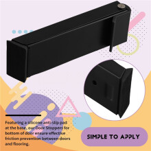 Tope de Puerta Resistente, Soporte para Puerta, Topes de Puerta Abatibles, Resistente, Sin Perforación, Tapón de Ruido Debajo de la Puerta, Negro