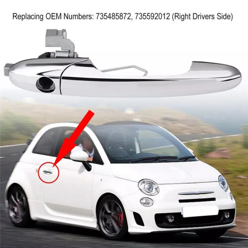 RHD Front Right Chrome Outer Door Handle 735592012 for  500 2007-2019 Exterior Handle Pull 735451694 735485872 1