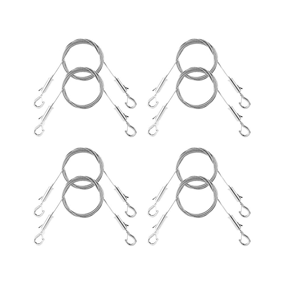8Pcs Adjustable Picture Hanging Wire Kit - Heavy Duty Hardware 1M X1.5mm Stainless Steel Cables Hanging Rope 6033381157388