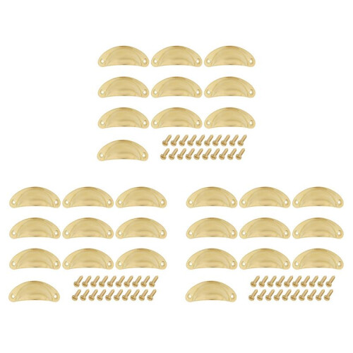 Cup Drawer Pull Kitchen Cabinet Handle Gold Tone, 66mm Hole Centers, 30 Pack