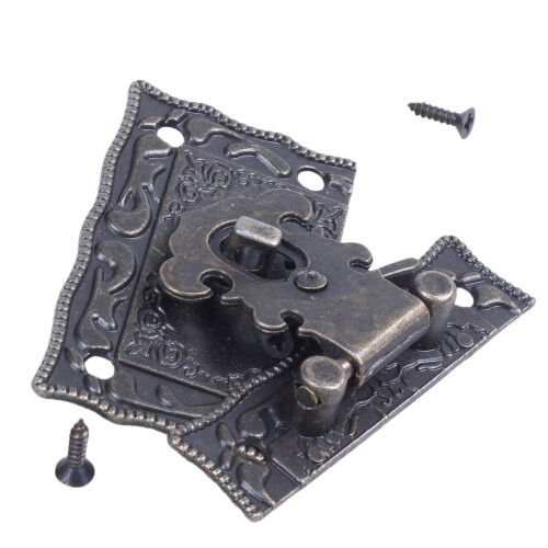 Wood Case Chest Box Rectangle Clasp Closure Hasp Latches Bronze Tone 1