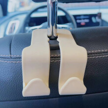 (Beige) Car Seat Headrest Hook for Purse & Coats