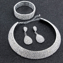 (Olive Green) Bridal Jewelry Set: Necklace, Earrings & Bracelet