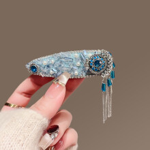 (1) Fringe Blue Hair Clips for All Hair Types