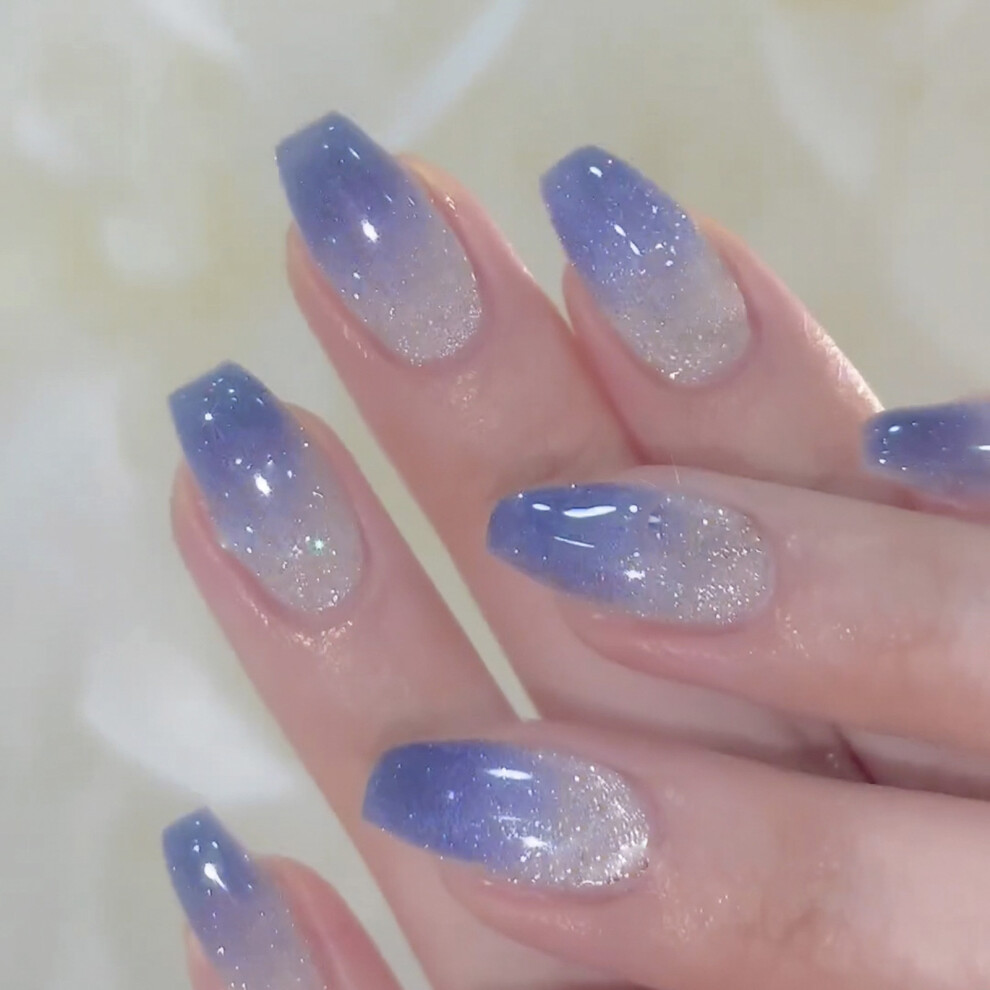 Penghui-Toys Blue Gradient Cat Eye Fake Nails For Parties