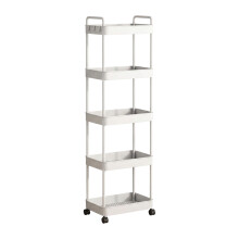 (5 Tier) Mobile Plastic Storage Cart with Wheels - Kitchen & Bathroom Organizer