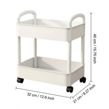 (2 layer) Mobile Storage Cart with Wheels for Kitchen & Bathroom