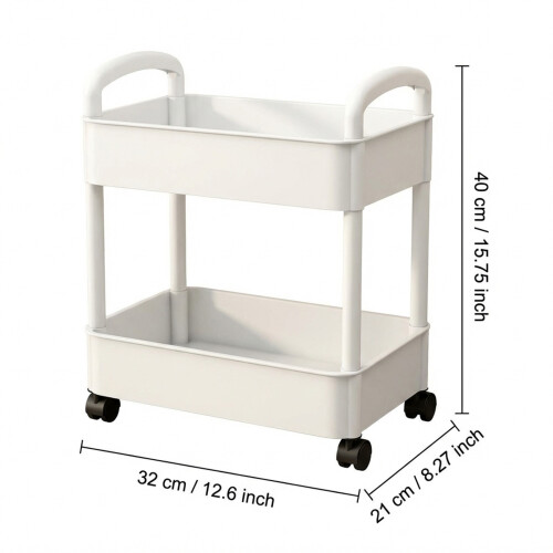 (2 layer) Mobile Storage Cart with Wheels for Kitchen & Bathroom