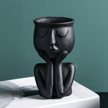 (Black) Cute Face Planter for Succulents & Plants (50 chars)