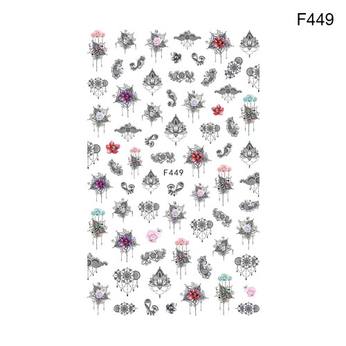 (F449) Autocollants Ongles Licorne Fleur Élégant