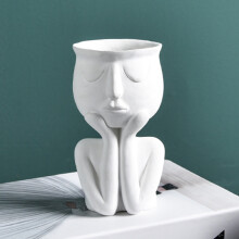 (White) Cute Face Planter for Succulents & Plants (50 chars)