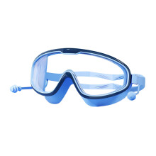 (Children's style - dark blue one-piece earplugs) Kids Anti-Fog Swim Goggles, Birthday Gift