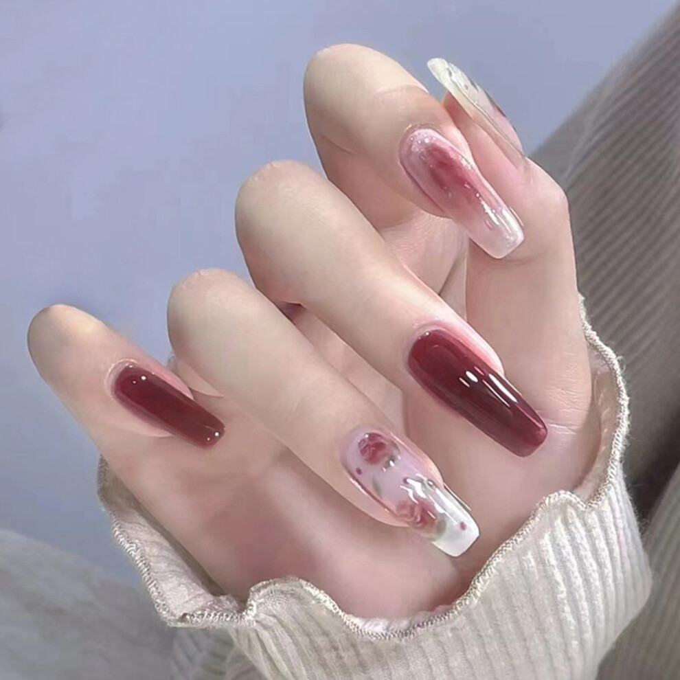 Phui-Pet-Supplies 24Pcs Glossy Pink False Nails Diy