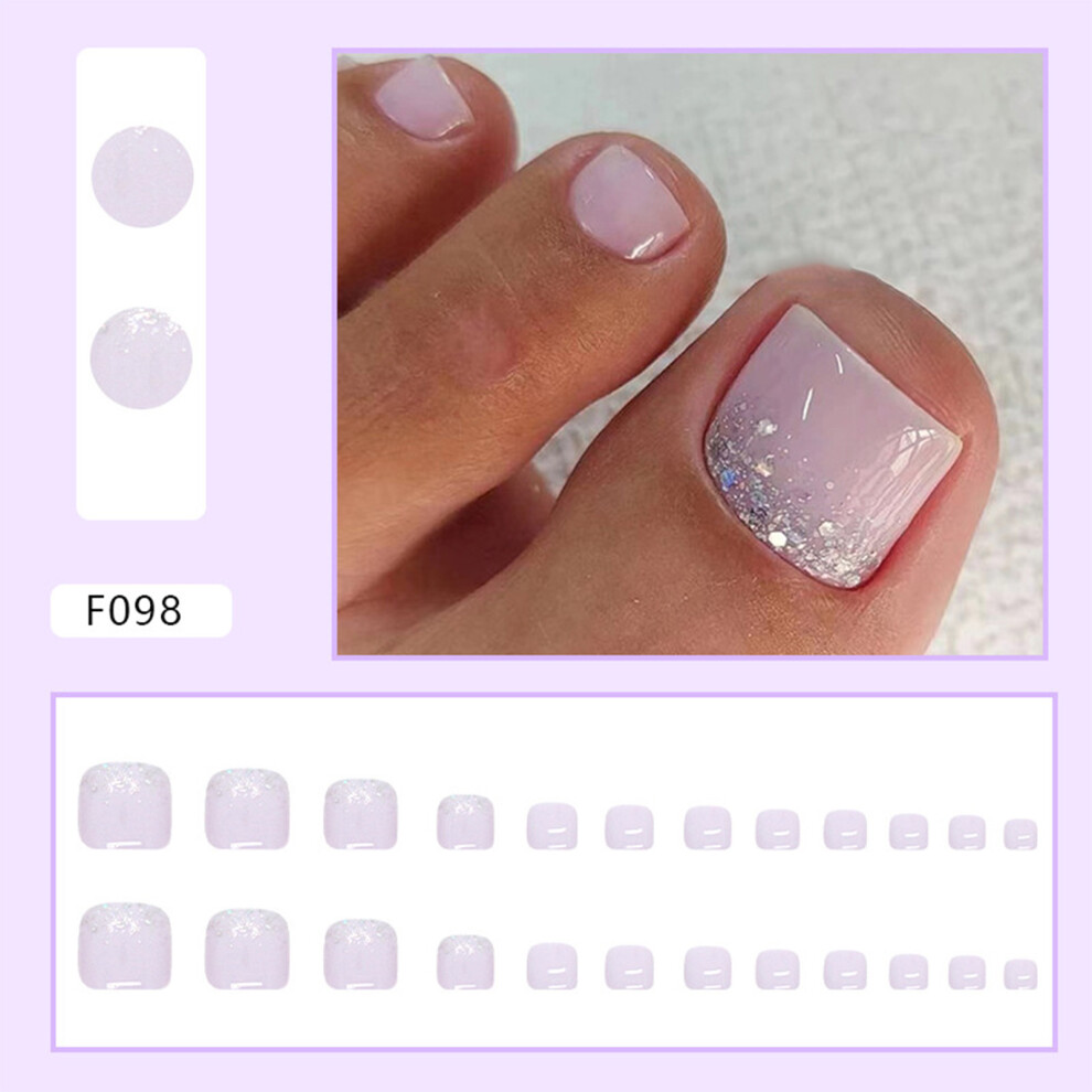 Penghui-Toys Purple (Jelly Glue Model) Shiny Fake Toenails - Salon Pedicure Set