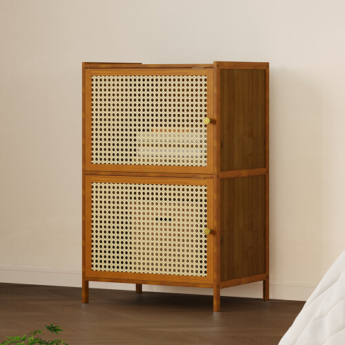 Living And Home 2 Tier Narrow Bookcase with Doors