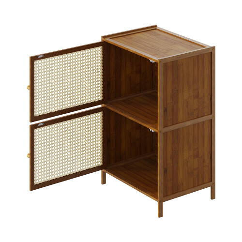 Living And Home 2 Tier Narrow Bookcase with Doors 2
