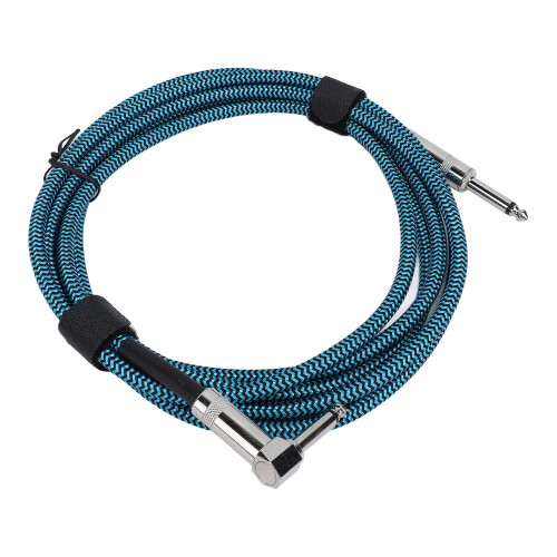 Cable de guitarra de nylon de 6,5 mm, 3 m, ángulo recto, azul 2