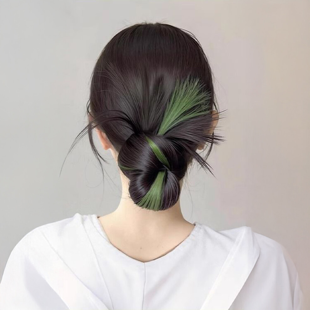 Penghui-Toys (Green) Feathered Bun Wig Clip For Women