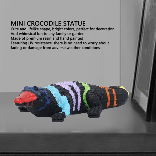 Playful Mini Crocodile Sculpture, Resin