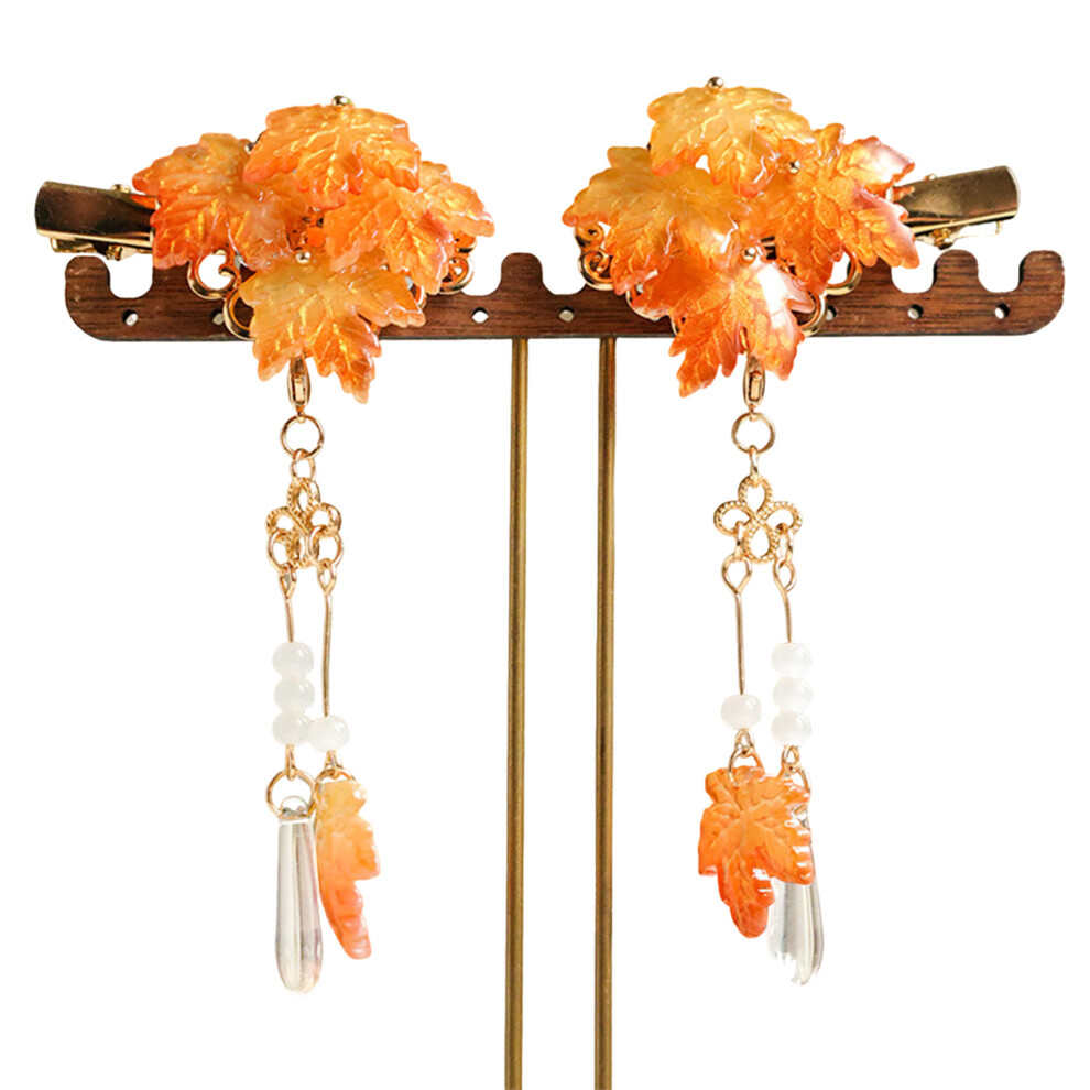 Penghui-Toys (Gold Orange) Vintage Maple Leaf Hair Clips For Hanfu