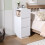 Living And Home Minimalist Bedside Table with Drawers, White 2