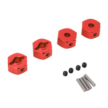 Adaptateur de direct drive pour roue RC, 4 pièces, moyeux en alliage d'aluminium 12 mm hexagonaux, fini rouge