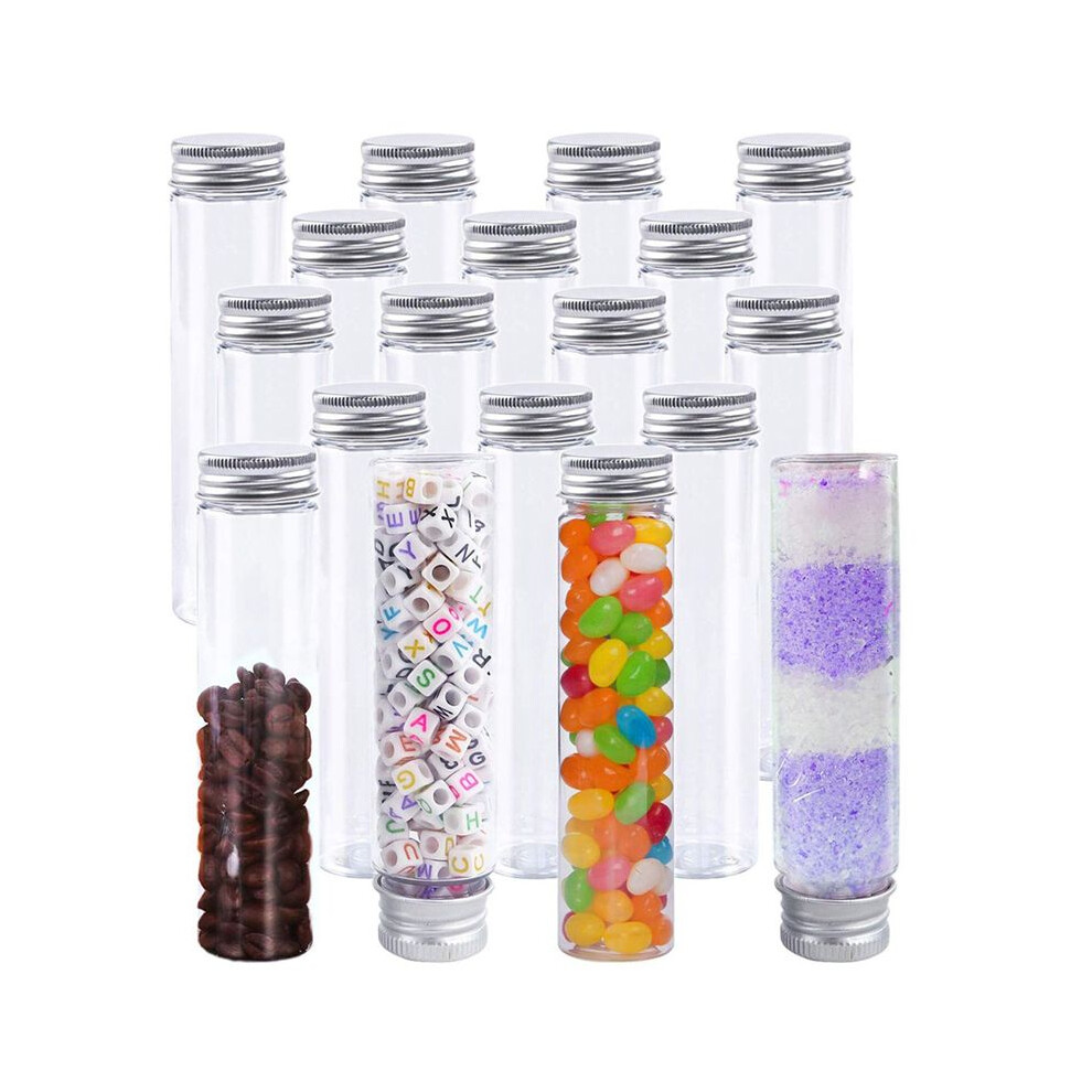 90Pcs 110Ml Plastic Test Tube,Clear Flat Test Tubes,Plastic Test Tubes With Screw Caps For Candy,Beans,Party Decor 6033882058801