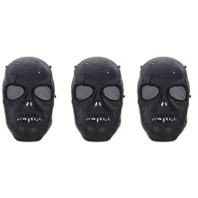 3X Airsoft Mask Skull Full Protective Mask - Black