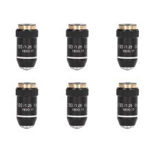6X Biological Microscope Lens, 195 Achromatic Black Objective Lens 100X Oil High Power Objective Interface 20.2mm Thread