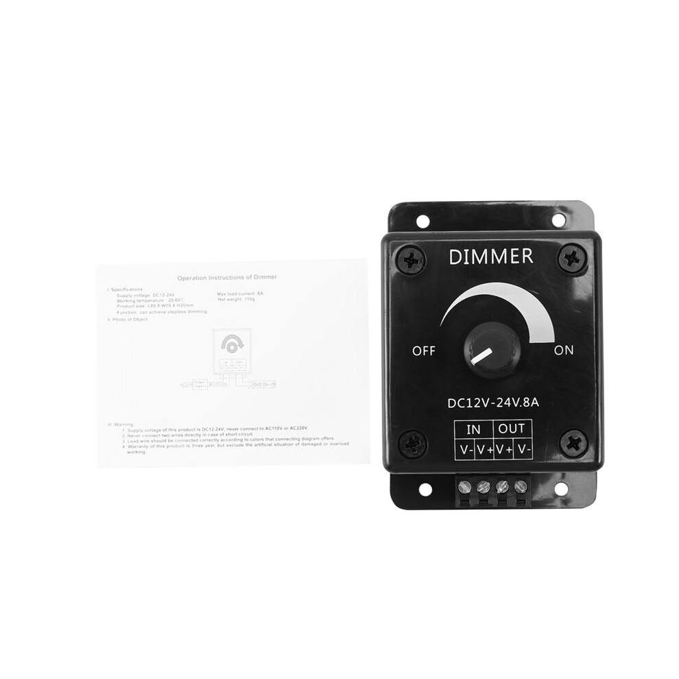 2X Led Dimmer 12V 24V 8A Adjustable Brightness Lamp Bulb Strip Driver Power Supply Controller Black 4713300007759
