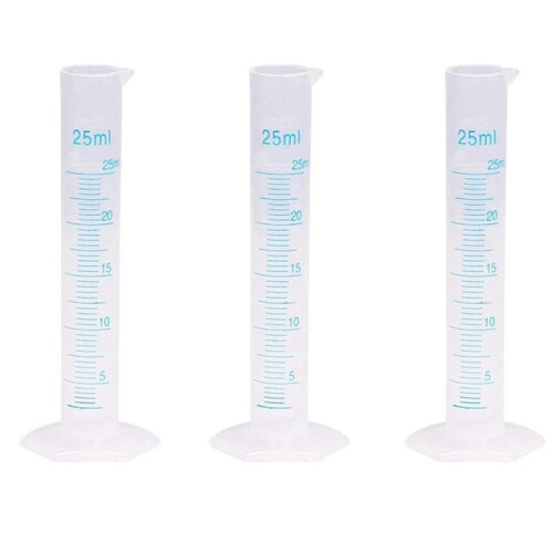 3X Measuring Cylinder Plastic Graduated Tube Tool for Lab(25Ml)