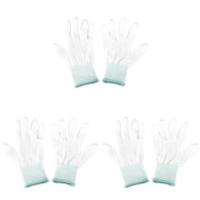 3 Pair ESD PC Computer Working Anti-Skid Anti Skid Anti-Static White Gloves New