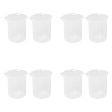 Kitchen Lab Graduated Beaker Clear Plastic Measuring Cup Thicken with Cap Measuring Jug 200ML 8Pcs