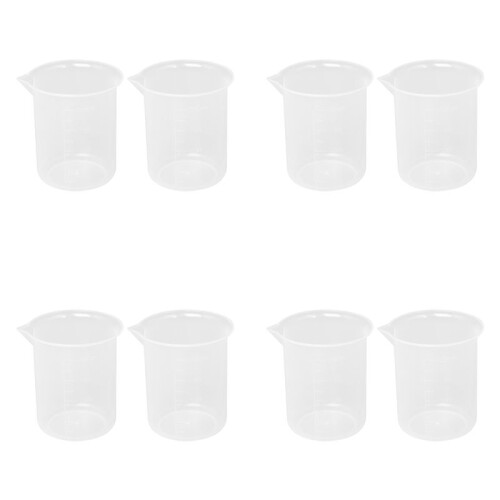 Kitchen Lab Graduated Beaker Clear Plastic Measuring Cup Thicken with Cap Measuring Jug 200ML 8Pcs