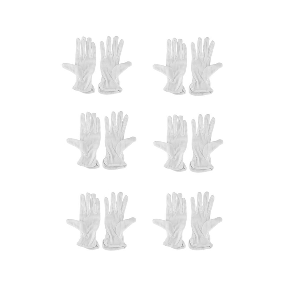 6 Pair Protective Anti-Slip White Cotton Work Driving Gloves 6032819403929