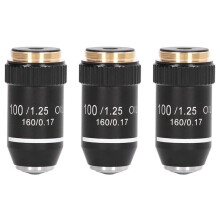 3pièces Lentille de Microscope Biologique, 195 Lentille D'Objectif Noir Achromatique 100X Huile Interface D'Objectif Haute Puissance Filetage 20,2 mm
