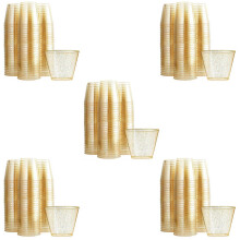 60X Golden Plastic Cup Disposable Water Cup Golden Powder 90OZ Juice Cup Dessert Cup Mousse Cup Wedding Decoration