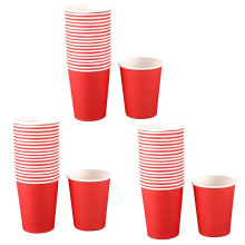 60 Papieren Bekers (9Oz) - Effen Effen Kleuren Verjaardagsfeestje Servies Catering (Rood)