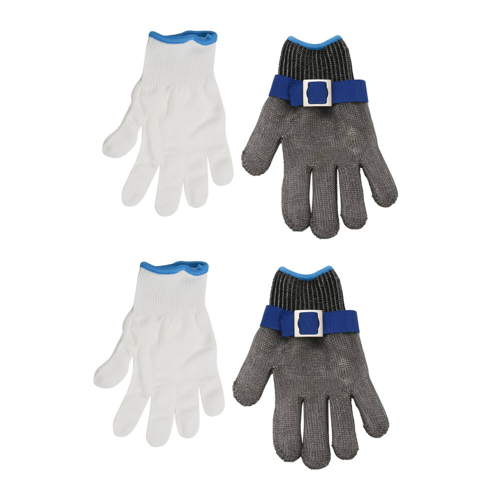 2X Safety Cut Proof Stab Resistant Stainless Steel Mesh Butcher Glove High Performance Level 5 Protection Size S 4713089235206