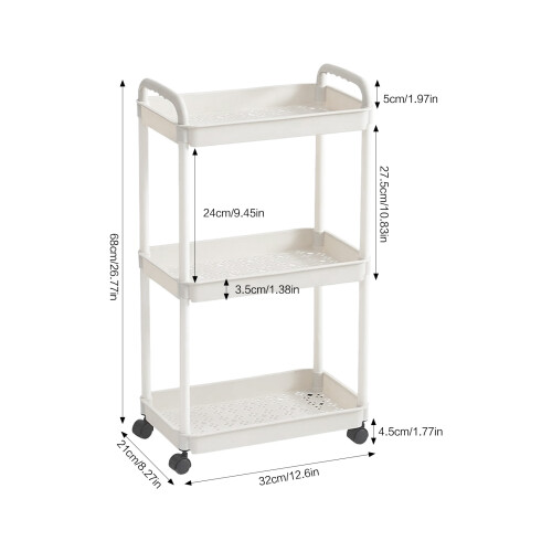 (3 Tier) Mobile Storage Cart with Wheels for Kitchen & Bathroom 2