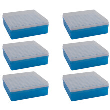 6X Cartouche Tube Transparent Plastique Bleu Microcentrifugeuse 100 Trous de 1,5 Ml