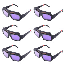 6Pc Solar Powered Auto Darkening Welding Mask Helmet Goggles Glasses Arc Anti-Shock Lens for Eye Protection