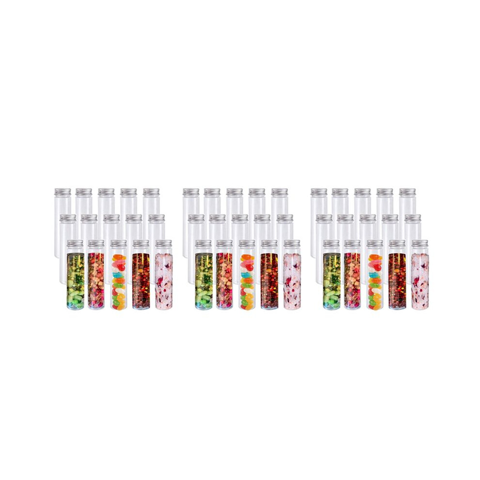 45Pcs 110Ml Plastic Test Tube,Clear Flat Test Tubes,Plastic Test Tubes With Screw Caps For Candy,Beans,Party Decor 6032112196832