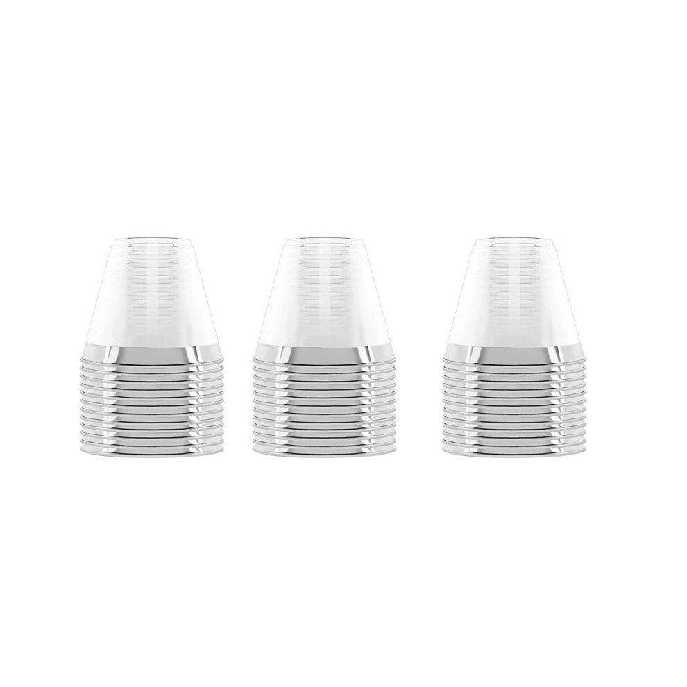 Typecat 36X Plastic Cup 9 Oz Hard Disposable Cup Plastic Wine Glass Party Wedding Wine Glass Transparent Plastic Cup -Silver Rim