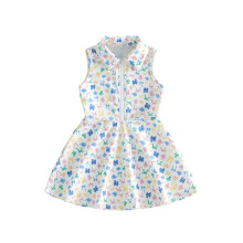 (12-18 Months, A) Girls A-line Dress, Sleeveless Turn-down Collar Bow Print Party Dress Summer Dress