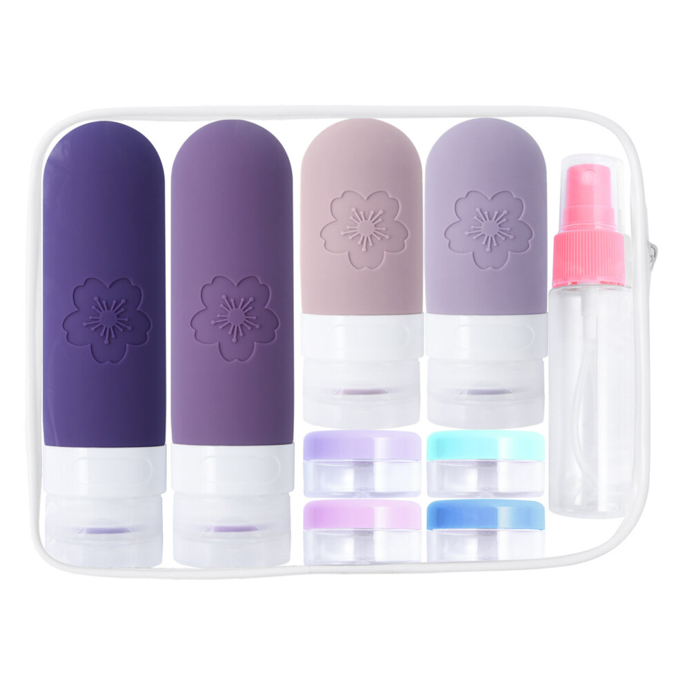 Penghui-Toys (Purple) 17Pc Silicone Travel Bottles Set For Toiletries